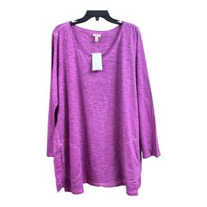 NWT LOGO by Lori Goldstein Vibrant Magenta Long Sleeve Top